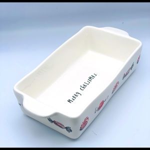 Rae Dunn Artisan Magenta Merry Christmas Baking Dish Loaf Pan Christmas Holiday.